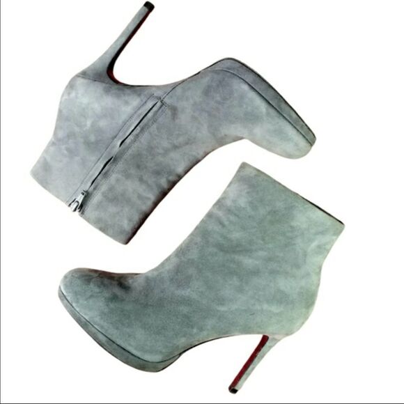Zara Ankle Bootie Gray Suede Dressy 4" Stiletto Heeled Platform Zips Size 8 - Picture 4 of 10